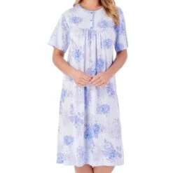 Large Floral Short Sleeve 42 Inch Cotton Nightdress - ND01132 -Outlet Comfort Soft Cup Bra Store img037665