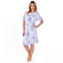 Large Floral Short Sleeve 38 Inch Cotton Nightdress - ND01130 6 Large Floral Short Sleeve 38 Inch Cotton Nightdress - ND01130 -Outlet Comfort Soft Cup Bra Store img038236