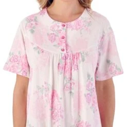 Large Floral Short Sleeve 38 Inch Cotton Nightdress - ND01130 7 Large Floral Short Sleeve 38 Inch Cotton Nightdress - ND01130 -Outlet Comfort Soft Cup Bra Store img038238