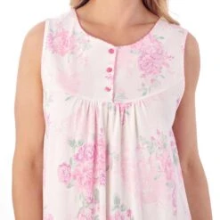 Large Floral Sleeveless 40 Inch Cotton Nightdress - ND01131 -Outlet Comfort Soft Cup Bra Store img038245