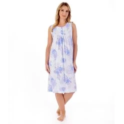 Large Floral Sleeveless 40 Inch Cotton Nightdress - ND01131 -Outlet Comfort Soft Cup Bra Store img038246