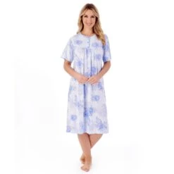 Large Floral Short Sleeve 42 Inch Cotton Nightdress - ND01132 -Outlet Comfort Soft Cup Bra Store img038248