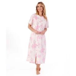 Large Floral Short Sleeve 46 Inch Button Through Cotton Nightdress - ND01133 11 Large Floral Short Sleeve 46 Inch Button Through Cotton Nightdress - ND01133 -Outlet Comfort Soft Cup Bra Store img038257