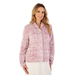 Brocade Long Sleeve Buttoned 25 Inch Bedjacket - BJ02330 -Outlet Comfort Soft Cup Bra Store img040099