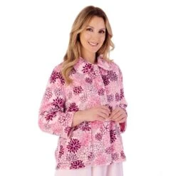 Bold Floral Flannel Fleece 3/4 Sleeve Bed Jacket - BJ02310 -Outlet Comfort Soft Cup Bra Store img040108