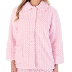 Zig-Zag Fleece 3/4 Sleeve Bed Jacket - BJ02315
