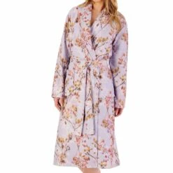 Floral Print Luxury Bamboo 46 Inch Wrap Housecoat - HC02350