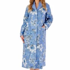 Floral Print Luxury Bamboo Button Through 46 Inch Housecoat - HC02351