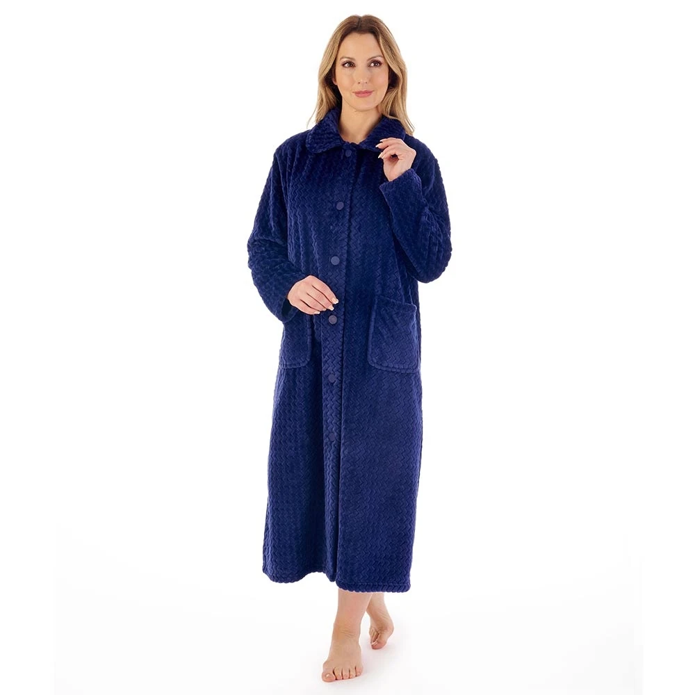 Zig-Zag Fleece Button Opening 46 Inch Housecoat - HC02316 2 Zig-Zag Fleece Button Opening 46 Inch Housecoat - HC02316 - Image 2