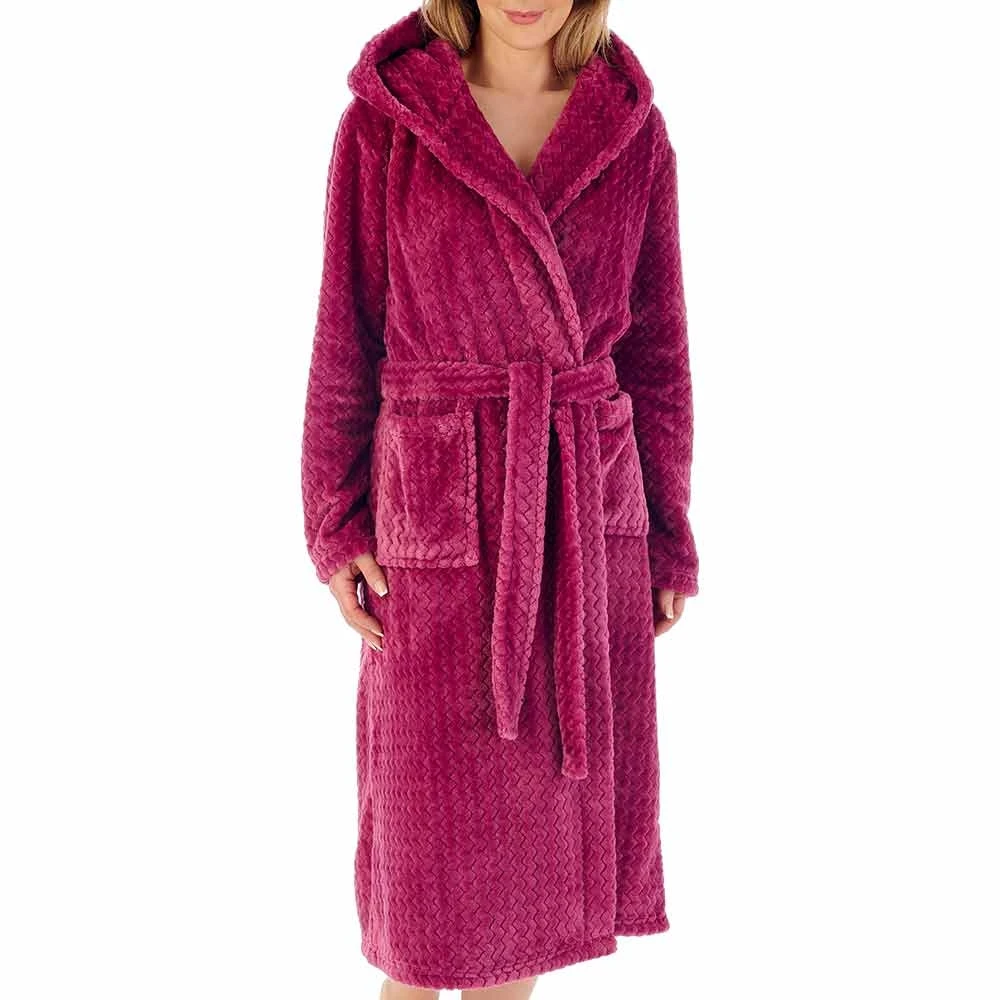 Zig-Zag Fleece Hooded Wrap 46 Inch Housecoat - HC02319 6 Zig-Zag Fleece Hooded Wrap 46 Inch Housecoat - HC02319 - Image 6