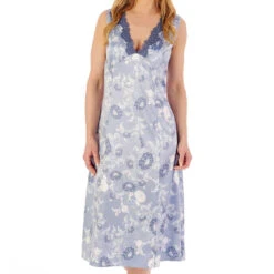 Floral Satin Build Up Shoulder 45 Inch Nightdress - GL02721