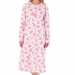 Floral Print Interlock Long Sleeve Cotton 45 Inch Nightdress - ND02126 7 Floral Print Interlock Long Sleeve Cotton 45 Inch Nightdress - ND02126 -Outlet Comfort Soft Cup Bra Store img040452