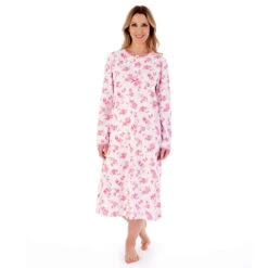 Floral Print Interlock Long Sleeve Cotton 45 Inch Nightdress - ND02126 8 Floral Print Interlock Long Sleeve Cotton 45 Inch Nightdress - ND02126 -Outlet Comfort Soft Cup Bra Store img040453
