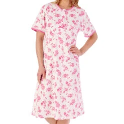 Floral Print Interlock Short Sleeve Cotton 42 Inch Nightdress - ND02125