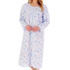 Spring Flowers Long Sleeve Button Through Cotton 45 Inch Nightdress - ND02202 6 Spring Flowers Long Sleeve Button Through Cotton 45 Inch Nightdress - ND02202 -Outlet Comfort Soft Cup Bra Store img040469