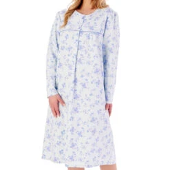 Floral Brushed Cotton Long Sleeve 43 Inch Nightdress - ND02210