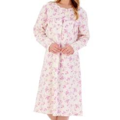 Floral Brushed Cotton Long Sleeve 43 Inch Nightdress - ND02210 -Outlet Comfort Soft Cup Bra Store img040478
