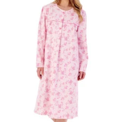 Floral Brushed Cotton Long Sleeve 43 Inch Nightdress - ND02210 -Outlet Comfort Soft Cup Bra Store img040480