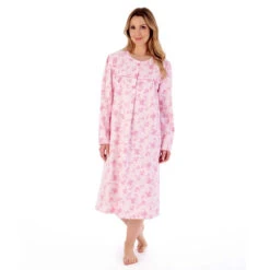 Floral Brushed Cotton Long Sleeve 43 Inch Nightdress - ND02210 -Outlet Comfort Soft Cup Bra Store img040481