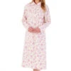 Floral Brushed Cotton Buttoned Top Collar 45 Inch Nightdress - ND02211