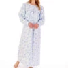 Floral Brushed Cotton Longer Length Round Neck 51 Inch Nightdress - ND02214
