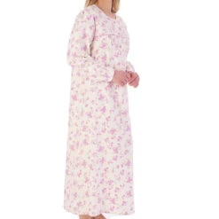 Floral Brushed Cotton Longer Length Round Neck 51 Inch Nightdress - ND02214 -Outlet Comfort Soft Cup Bra Store img040496