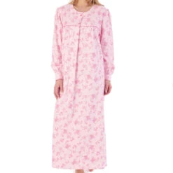 Floral Brushed Cotton Longer Length Round Neck 51 Inch Nightdress - ND02214 -Outlet Comfort Soft Cup Bra Store img040498