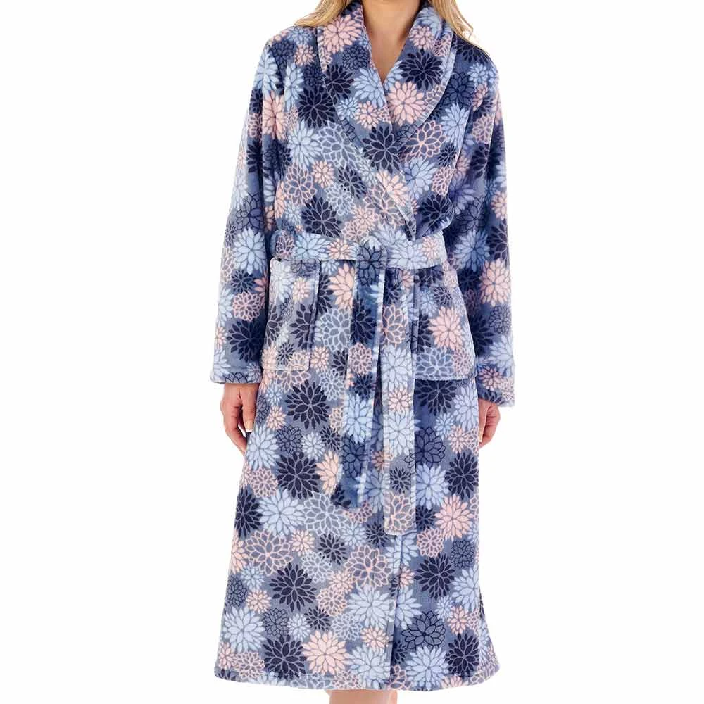 Bold Floral Flannel Fleece Wrap 46 Inch Housecoat - HC02313 1 Bold Floral Flannel Fleece Wrap 46 Inch Housecoat - HC02313