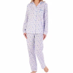Sketch Floral Long Sleeve Tailored Cotton Pyjama Set - PJ02103