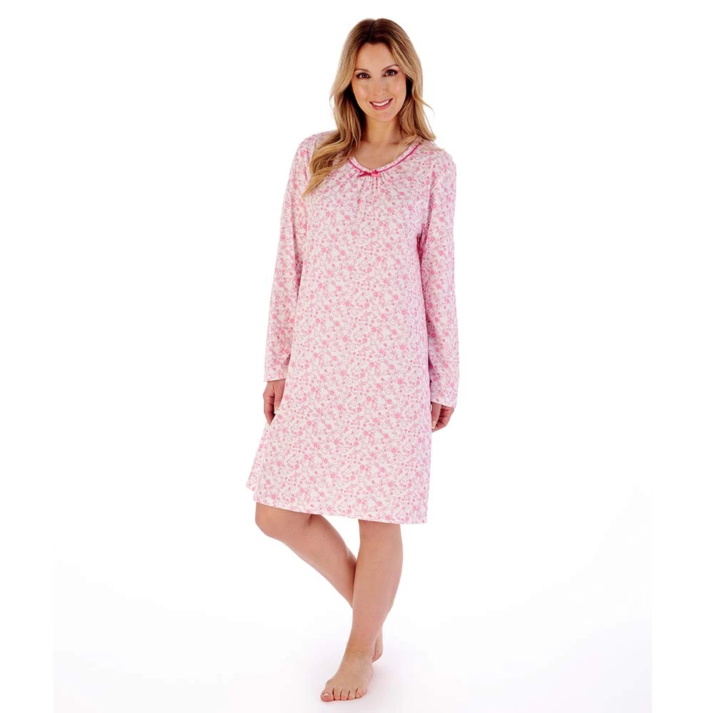 Sketch Floral Long Sleeve Cotton 38 Inch Nightdress - ND02100 4 Sketch Floral Long Sleeve Cotton 38 Inch Nightdress - ND02100 - Image 4