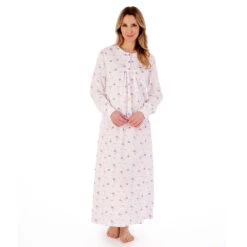 Spring Garden Long Sleeve Cotton Longer Length 50 Inch Nightdress - ND02109 -Outlet Comfort Soft Cup Bra Store img040543