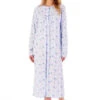 Spring Garden Long Sleeve Button Through Cotton 46 Inch Nightdress - ND02108