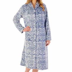 Brocade Long Sleeve Button Opening 46 Inch Housecoat - HC02331 -Outlet Comfort Soft Cup Bra Store img040570