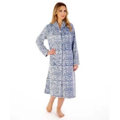 Brocade Long Sleeve Button Opening 46 Inch Housecoat - HC02331 -Outlet Comfort Soft Cup Bra Store img040571