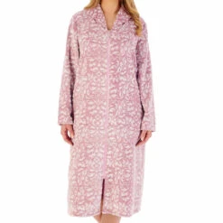 Brocade Long Sleeve Zip Opening 46 Inch Housecoat - HC02332 -Outlet Comfort Soft Cup Bra Store img040577