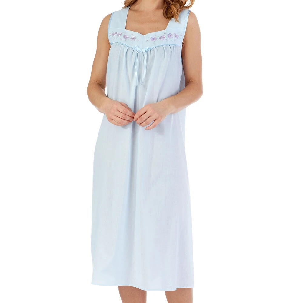Embroidered Yoke Broad Strap 44 Inch Nightdress - ND55200 4 Embroidered Yoke Broad Strap 44 Inch Nightdress - ND55200 - Image 4