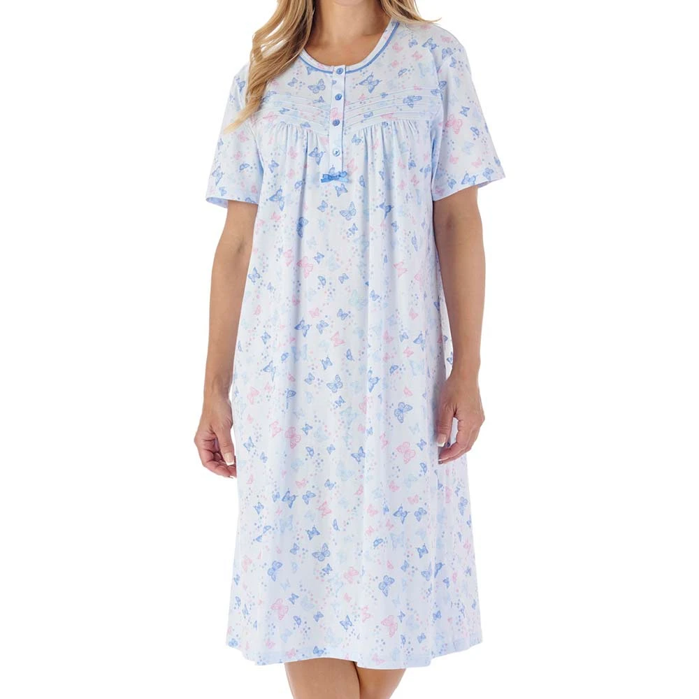 Butterfly Short Sleeve 42 Inch Cotton Nightdress - ND03101 4 Butterfly Short Sleeve 42 Inch Cotton Nightdress - ND03101 - Image 4