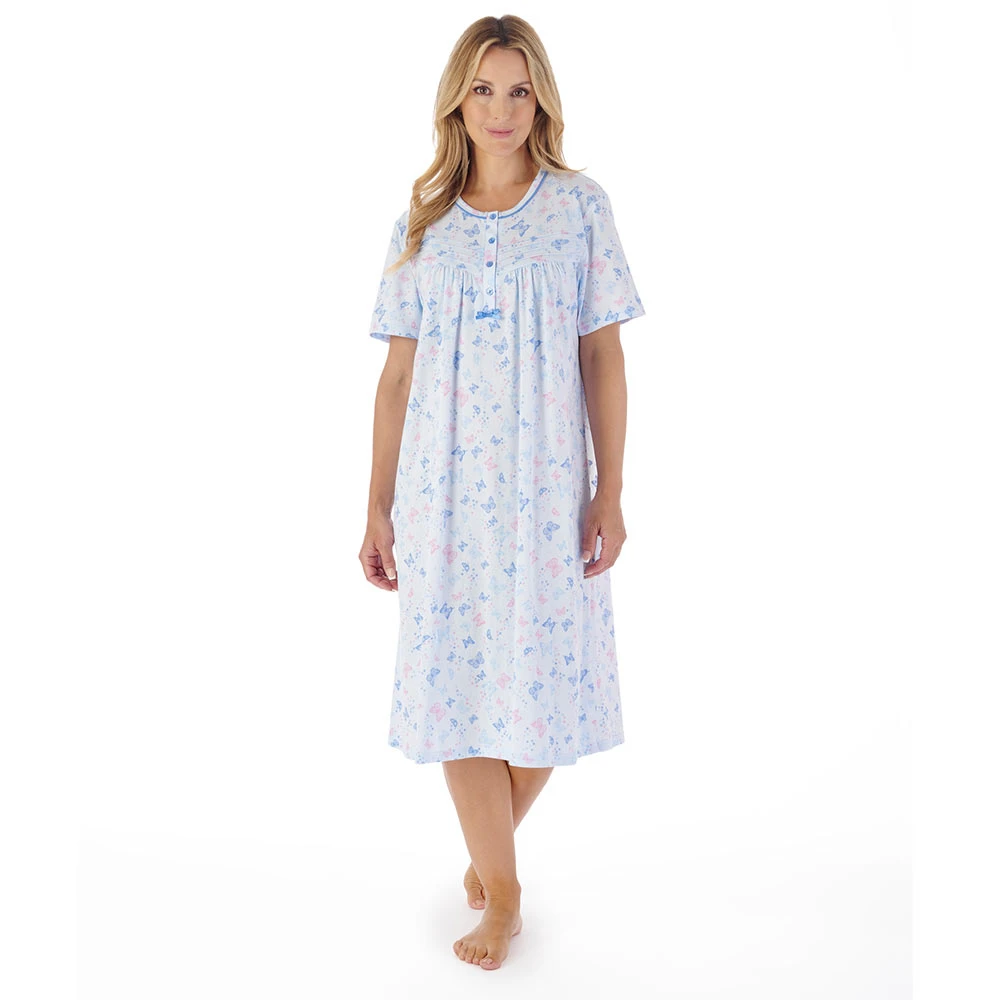 Butterfly Short Sleeve 42 Inch Cotton Nightdress - ND03101 5 Butterfly Short Sleeve 42 Inch Cotton Nightdress - ND03101 - Image 5