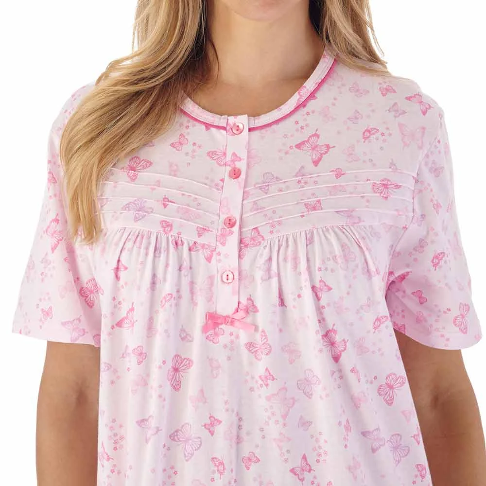 Butterfly Short Sleeve 42 Inch Cotton Nightdress - ND03101 3 Butterfly Short Sleeve 42 Inch Cotton Nightdress - ND03101 - Image 3