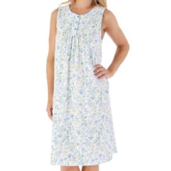 Hedgerow Flowers Sleeveless 40 Inch Cotton Nightdress - ND03131