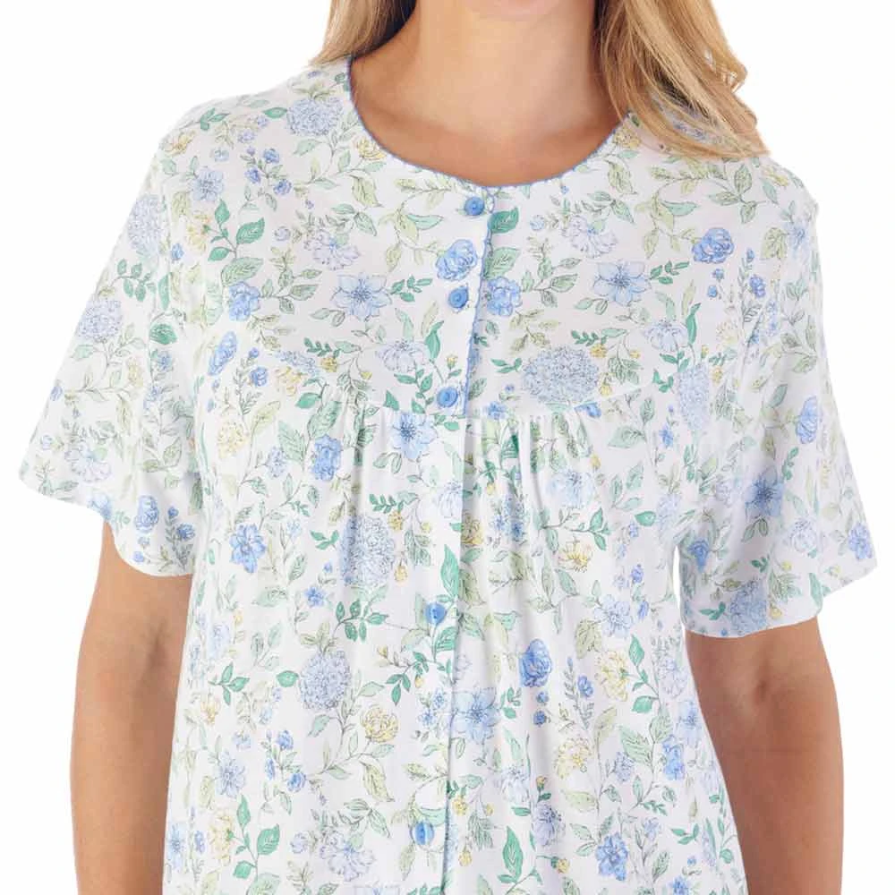 Hedgerow Flowers Short Sleeve Button Through 46 Inch Cotton Nightdress - ND03133 3 Hedgerow Flowers Short Sleeve Button Through 46 Inch Cotton Nightdress - ND03133 - Image 3
