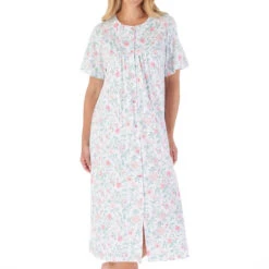 Hedgerow Flowers Short Sleeve Button Through 46 Inch Cotton Nightdress - ND03133 9 Hedgerow Flowers Short Sleeve Button Through 46 Inch Cotton Nightdress - ND03133 -Outlet Comfort Soft Cup Bra Store img043052