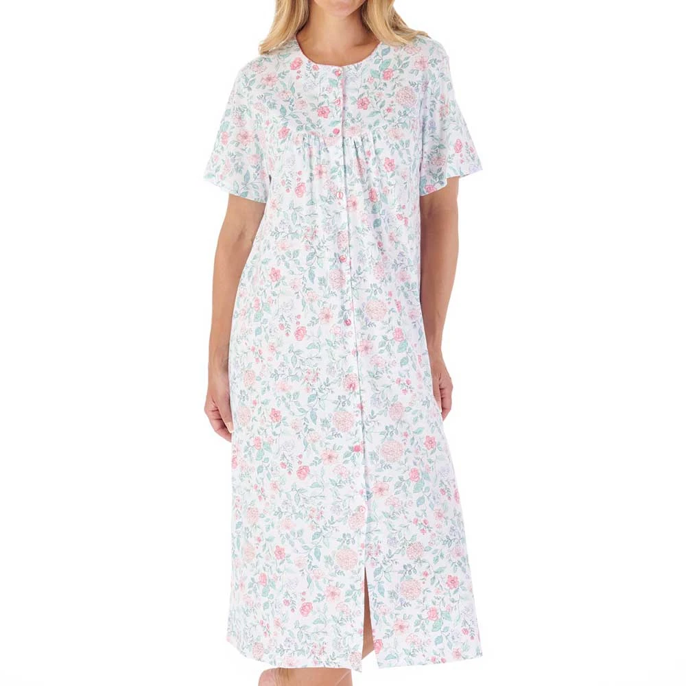 Hedgerow Flowers Short Sleeve Button Through 46 Inch Cotton Nightdress - ND03133 4 Hedgerow Flowers Short Sleeve Button Through 46 Inch Cotton Nightdress - ND03133 - Image 4
