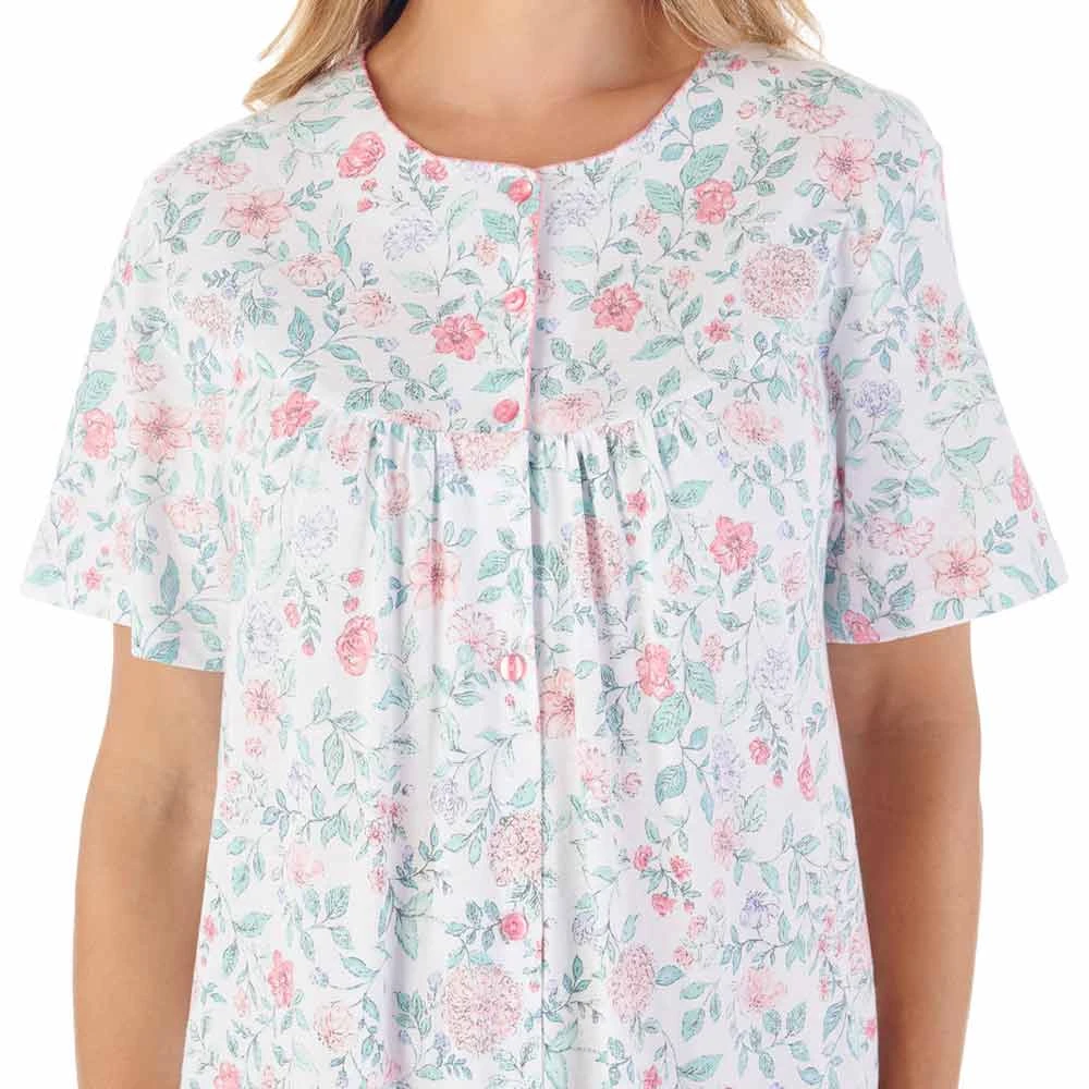 Hedgerow Flowers Short Sleeve Button Through 46 Inch Cotton Nightdress - ND03133 6 Hedgerow Flowers Short Sleeve Button Through 46 Inch Cotton Nightdress - ND03133 - Image 6